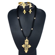 Ethlyn Brand Ethiopian Eritrean Cross Women Jewelry Sets Gold Color African Brid - £27.56 GBP