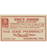 Antique Pharmacy Label TINCT. IODINE The Dixie Pharmacy Rexall Edinburg ... - $657.07 MXN