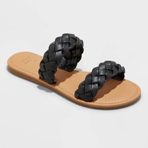 A New Day Women&#39;s Lucy Braided Slide Sandals Size 10 Black New - $16.44