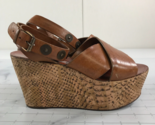 LANVIN Platform Wedge Sandals Size 9.5 40 Snake Print Camel Brown 2012 Ete - $93.14