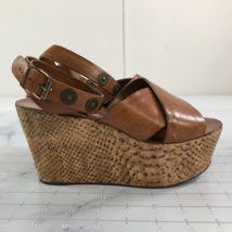LANVIN Platform Wedge Sandals Size 9.5 40 Snake Print Camel Brown 2012 Ete - $93.14
