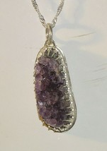 Handmade Pendant Amethyst Chrystals Set In Sterling Silver Beautiful Natural - £97.43 GBP
