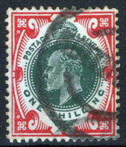 ZAYIX Great Britain 138a Used VF King Edward VII 1sh scar &amp; dark green 040423X46 - £55.32 GBP