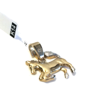 Unisex Handmade Pendant Horse 14k Yellow  &amp; White Gold Engraved - £169.03 GBP