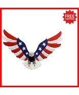 Handcrafted Eagle Wall Sculpture 23.6&quot; x 14&quot; Art for 4th of July Celebra... - $49.57 CAD