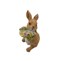 Spring Easter Bunny w Flowers Figurine Rabbit Figure Animal - $128.98 MXN