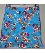 Counterparts Floral Print Pencil Skirt - Blue and Red - $24.75 CAD