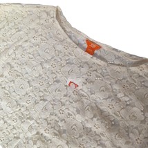 Joe Fresh Women&#39;s Blouse Top Size XL Cream Floral Crochet Sheer Short Sleeve - £24.18 GBP