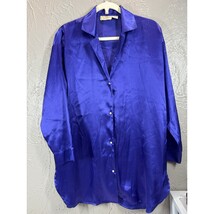 Victoria&#39;s Secret Satin Long Sleeve Sleep Shirt Gold Label Purple Vintag... - €21,36 EUR