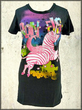 Iron Fist Zebracorn Flying Unicorn Womens Short Sleeve T-Shirt Black $45 NEW - £20.98 GBP