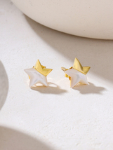 14k Yellow Gold Plated 925 Sterling Silver Star MOP Stud Earrings Womens... - $1,004.21 MXN