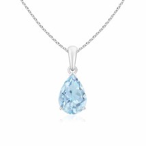 Pear-Shaped Aquamarine Solitaire Pendant in Silver (Grade- AA, Size- 10x7MM) - £332.58 GBP