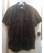Members Only Prestige 191 Mens 2XL Plaid Button Up Short Sleeve Shirt Black - $20.35 CAD
