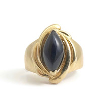 Authenticity Guarantee 
Vintage Marquise Black Onyx Cocktail Ring 14K Ye... - $595.00