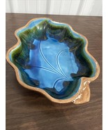 Santa Anita Ware Large Leaf Tray R 146 Blue Green Brown Drip Stoneware - $44.60 CAD