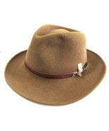 Pendelton USA Made 100% Virgin Wool Fedora Leather Band Brown WPL 5923 LG  - $48.51
