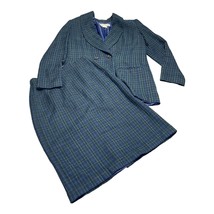 Adolfo Studio 2 Piece Skirt Suits Women&#39;s 6 Blue Plaid Polyester Double Breasted - $32.11