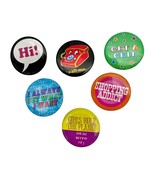 Set of 6 Metal Buttons Pins Retro Designs 80’s Fun Throwback - £11.69 GBP