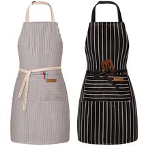 2-Pack Stylish Bib Aprons with Adjustable Straps and Large Pockets for H... - $28.66