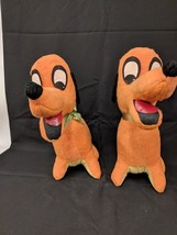 Lot Of 2 Vintage Softron Plush Stuffed Animal Toy Dog Orange Kid Retro 50&#39;S 60&#39;S - £46.65 GBP