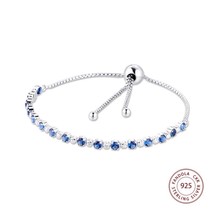Link Chain Bracelet Femme 925 Sterling Silver Sparkling Slider Bracelets for Wom - £44.29 GBP