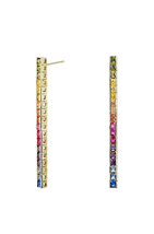 ADIRFINE 18K Gold Plated Multi Colored Princess Cut CZ Dangling Drop Earrings - £37.95 GBP