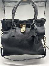 Genuine Michael Kors Hamilton Leather Black Gold LOCK/KEY Satchel Shoulder Bag - £54.72 GBP