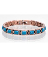 NEW COPPER MAGNETIC TURQUOISE LINK BRACELET  womens STYLE#TQ-SQ  jewelry... - $328.36 MXN