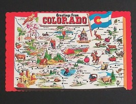 Greetings from Colorado State Map Dexter Press c1960s UNP Scallop Edge Postcard - £3.97 GBP