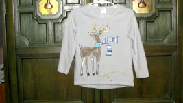 GYMBOREE Christmas gray top w/reindeer, scarf & gold antlers 4T (baby 43) - $5.94