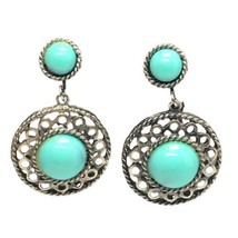 vintage faux turquoise dangle Clip On earrings - £14.34 GBP