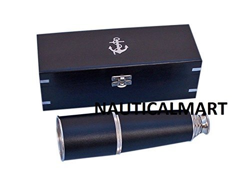 Deluxe Class Admiral's Chrome - Leather Spyglass Telescope 27" with Black Rosewo