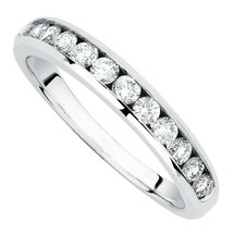 White Gold Plated Half Eternity Anniversary Wedding Ring Band - £75.88 GBP