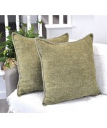 22x22 Pillow Cover Set of 2 Olive Green Soft Textured Chenille Comfy Coz... - £40.25 GBP