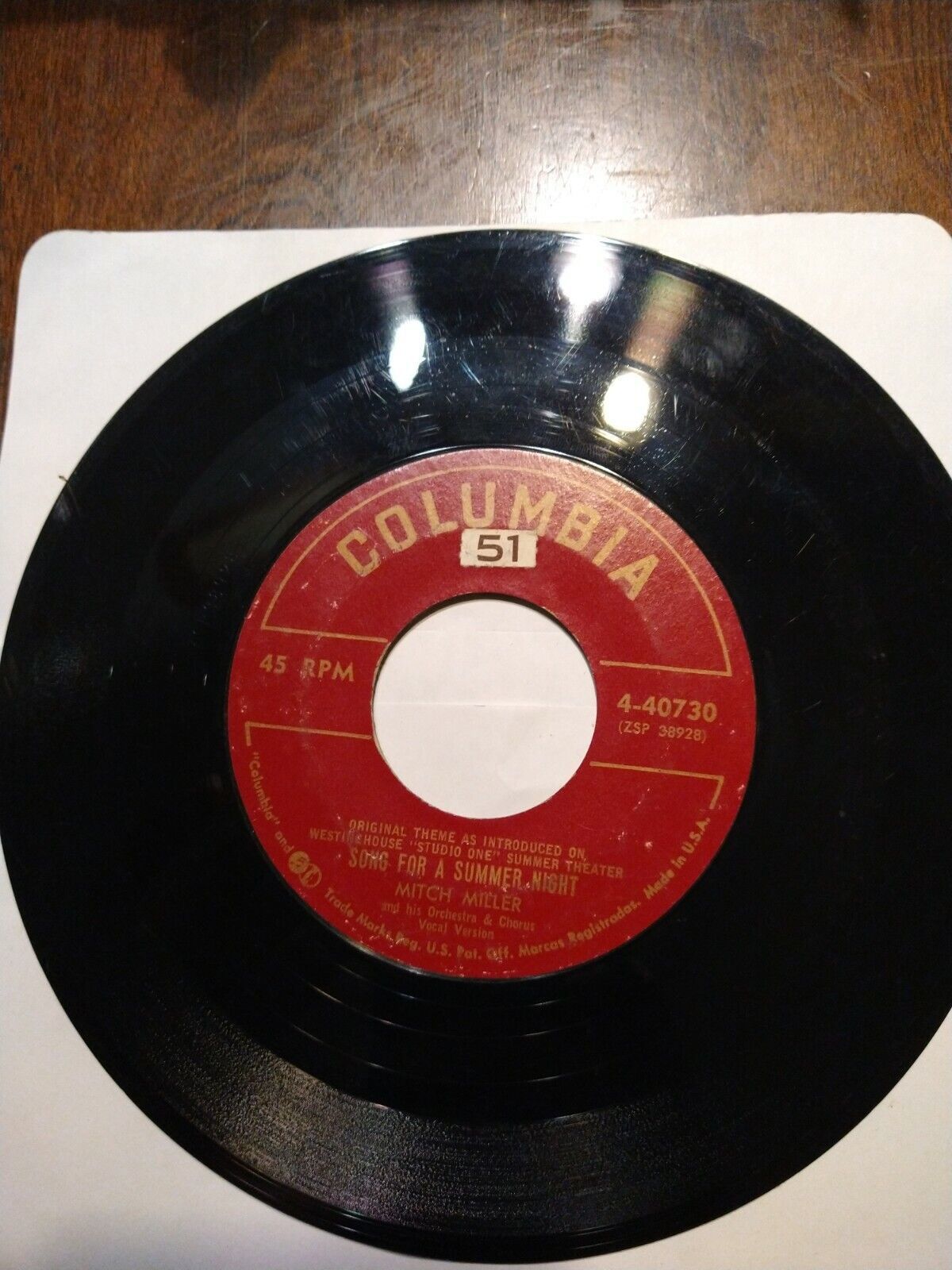 &#39;&#39;Song For A Summer Night&#39;&#39; by Mitch Miller, 45 RPM - $5.93