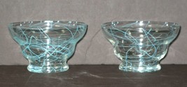 Vintage Anchor Hocking Lot 2 Bowls Turquoise Crazy String Design Berry Ice Cream - £7.38 GBP