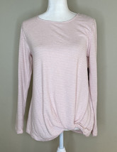 NWT Max &amp; Mia Women’s Long Sleeve Pullover Top Size XS Pink White Stripe H7 - £18.77 GBP