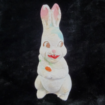 Easter Chalkware Bunny Rabbit Figure 1940s Germany w Carrot Vtg Shabby Rustic - £9.26 GBP