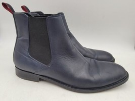 Hugo Boss Smart Chelsea Boots Mens 7.5 Dark Blue Leather - $59.35