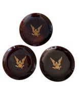 BOVANO USA Small Brown Enamel Dishes - Gold Eagle Coat of Arms Army Seal - €25,18 EUR