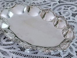 Stunning Vintage 900 Sterling Silver 12x16&quot; Oblong Silver Platter Tray 24oz - £727.89 GBP