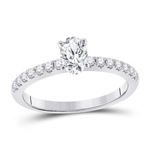 14kt White Gold Oval Diamond Solitaire Bridal Wedding Engagement Ring 3/4 Ctw - £2,117.41 GBP