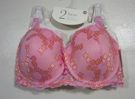 Women&#39;s Plus Lingerie Convertible Lace Bra 2 Pack Assorted Colors Size 44DD - £21.90 GBP