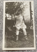 Girl at Rope Swing Backyard Portrait Vintage Real Photo Postcard RPPC 3x5” - £15.68 GBP