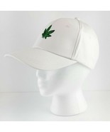 Baseball Hat White Cap Green Leaf Adjustable 18.5&quot; - 23&quot; Embroidery 420 ... - £7.98 GBP
