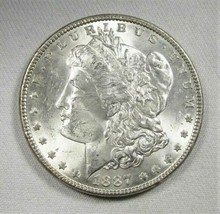 1887 Silver Morgan Dollar CH UNC Coin AL149 - £53.75 GBP