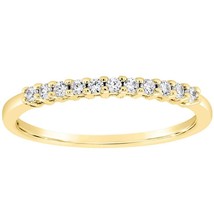 0.14CT Natural Diamond Eternity Wedding Band Ring 14K Yellow Gold Plated Silver - $203.20