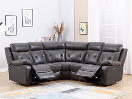 160 X 38  X 40 Modern Dark Gray Leather Sectional With Power Recliners - £2,441.65 GBP