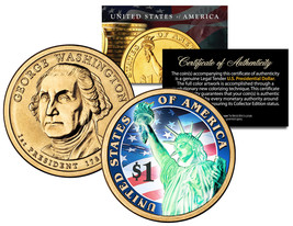 COLORIZED 2007 Washington Presidential $1 Dollar US President Coin with ... - £7.43 GBP