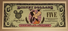 *Disney Dollars 1999 Goofy $5 Bill (Disney Parks) New No Longer Distributed - $199.65